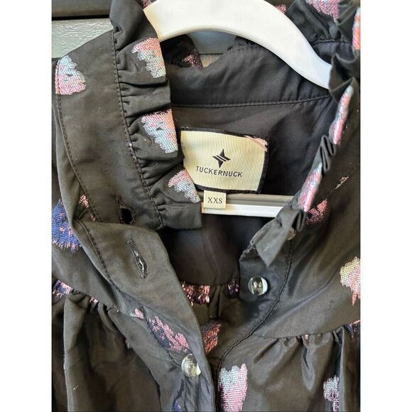 NWOT Tuckernuck Black and Blurred Dot Fil Coupe Corrigan Blouse, XXS $228 C20 - Picture 7 of 10